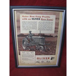 Vintage Framed Oliver Farm Tractor Agriculture Machinery Ad